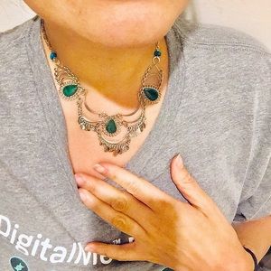 Silver & semi-precious stone necklace